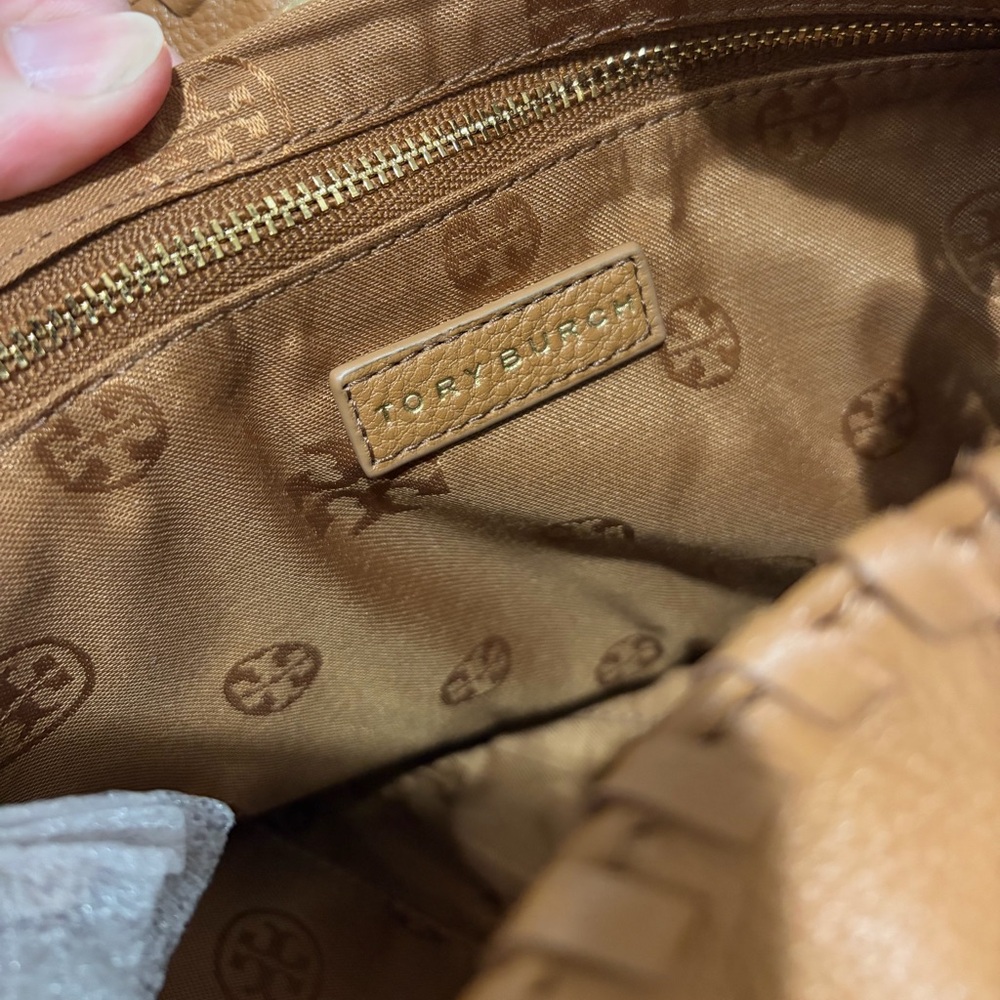 Tory Burch Marion Bark Brown Pebbled Leather  Bag - NWT - Picture 7 of 15